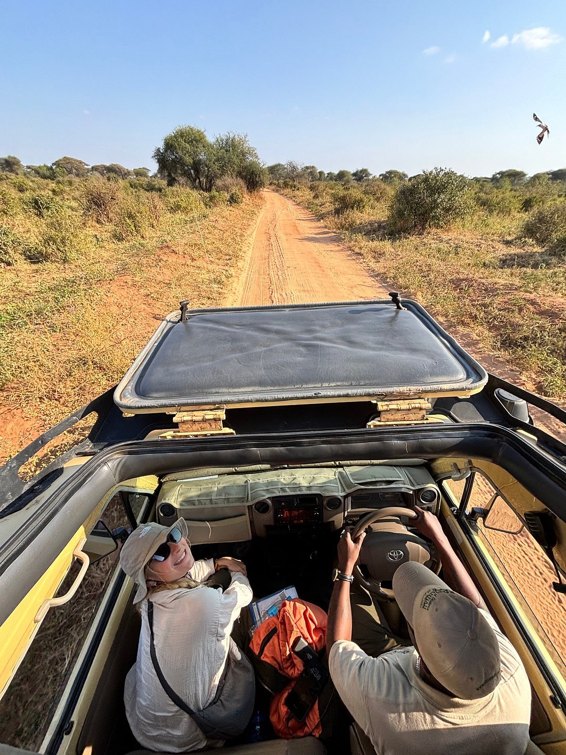 Riding Shotgun in the Safari Vehicle by Julian and Lia V